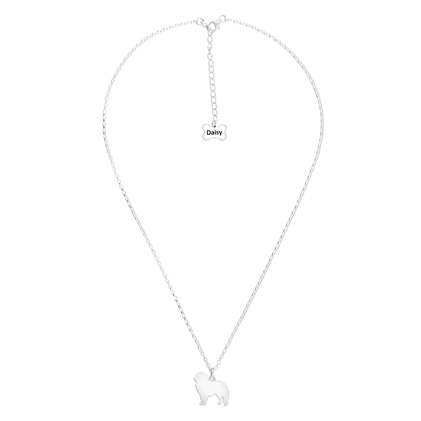 Maremma Sheepdog Silhouette Silver Necklace - Personalised - MYLEE London
