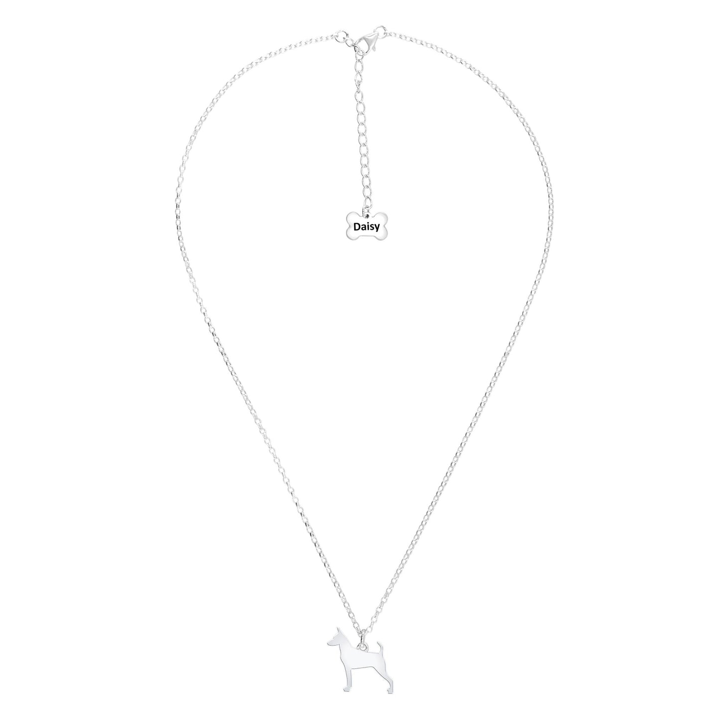 Miniature Pinscher Silhouette Silver Necklace - Personalised - MYLEE London