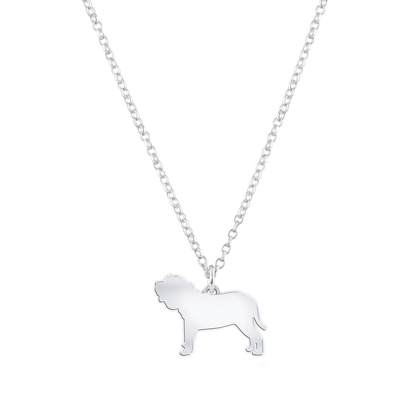 Neapolitan Mastiff Silhouette Silver Necklace - Personalised - MYLEE London