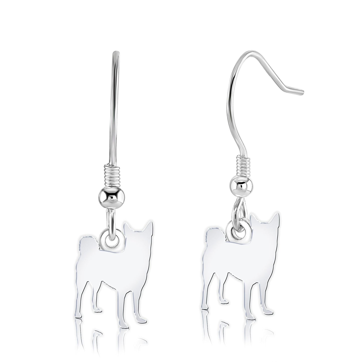 Norwegian Buhunds Silhouette Silver Earrings - MYLEE London