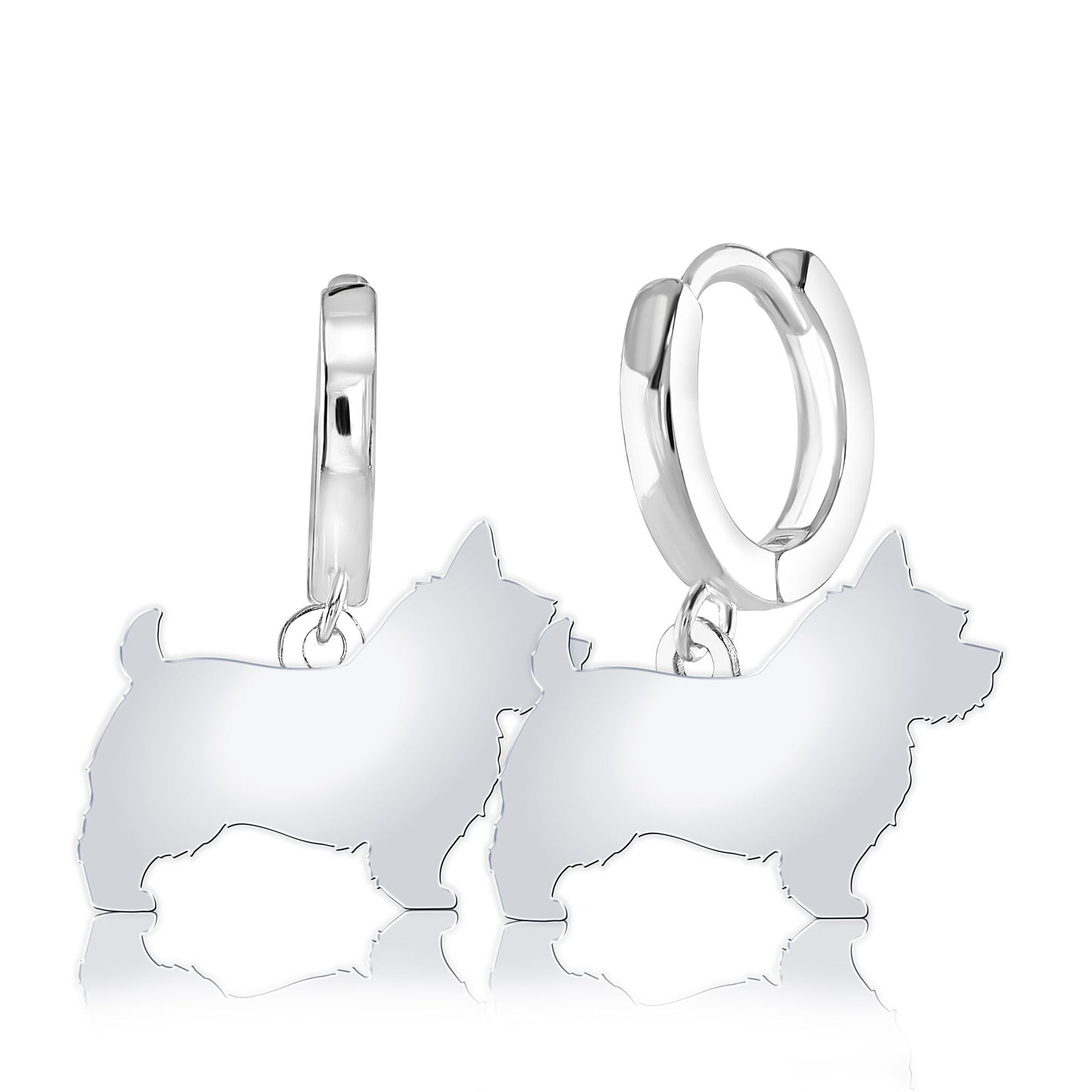 Norwich Terrier Silhouette Silver Earrings - MYLEE London