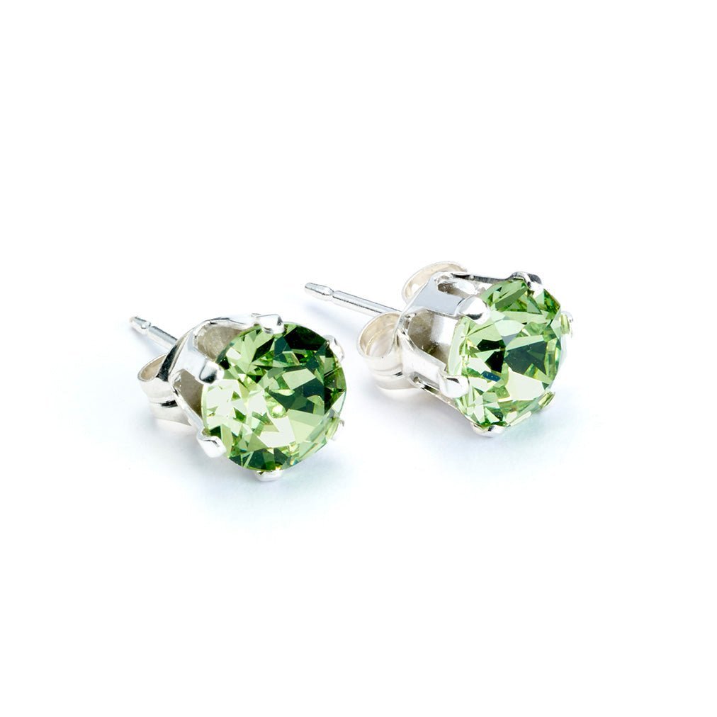 Peridot Crystal Silver Stud Earrings - MYLEE London
