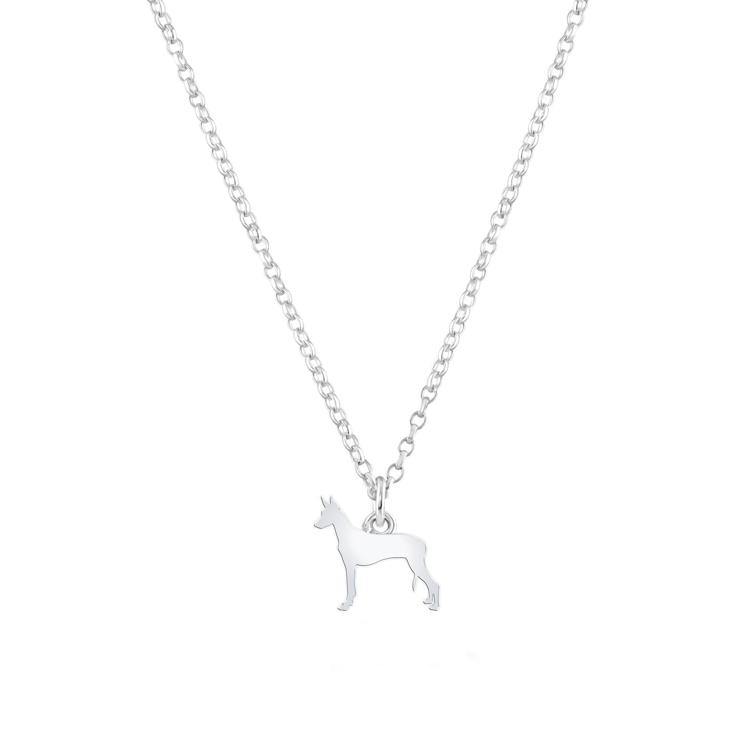 Pharaoh Hound Silhouette Silver Necklace - Personalised - MYLEE London
