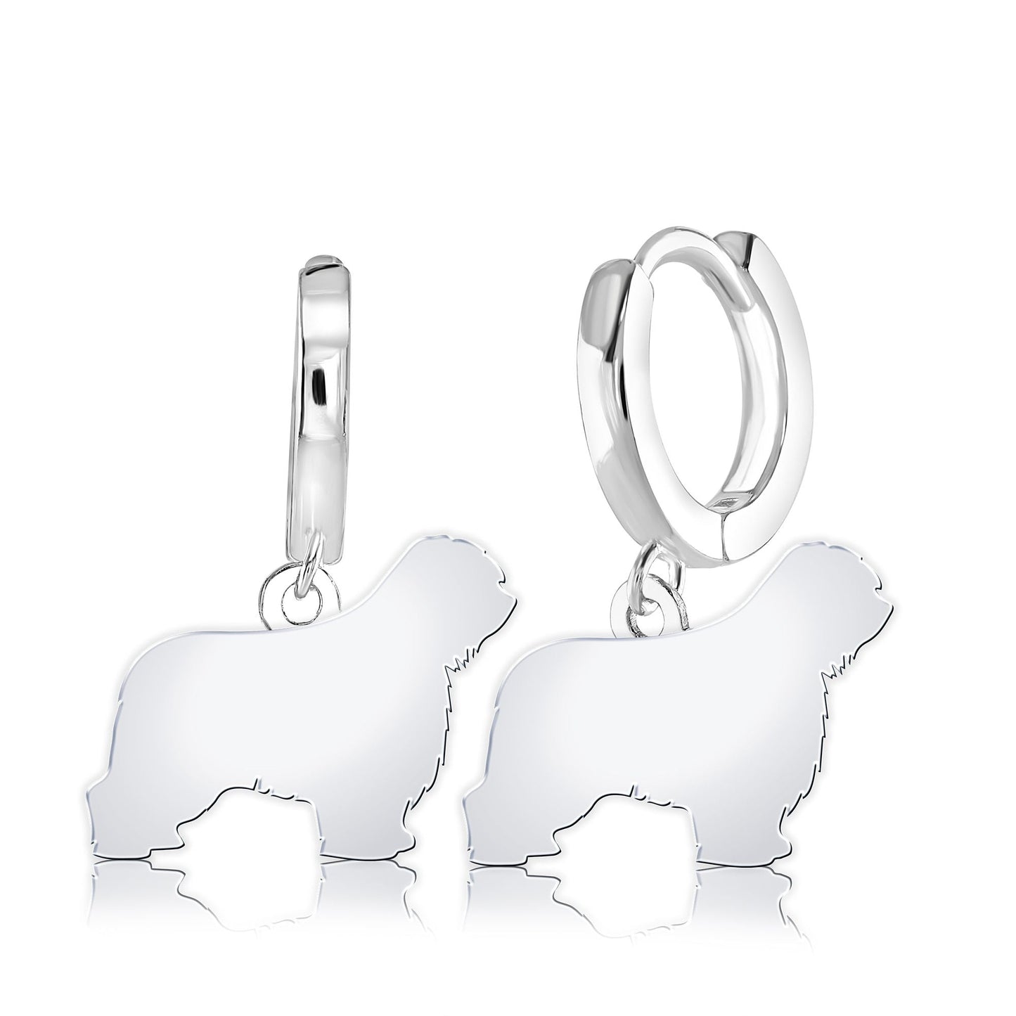 Polish Lowland Sheepdog Silhouette Silver Earrings - MYLEE London