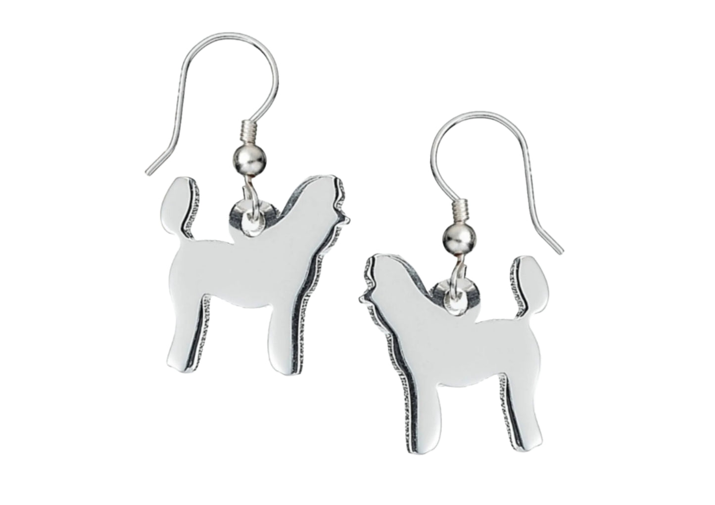 Poodle Silhouette Silver Earrings - MYLEE London