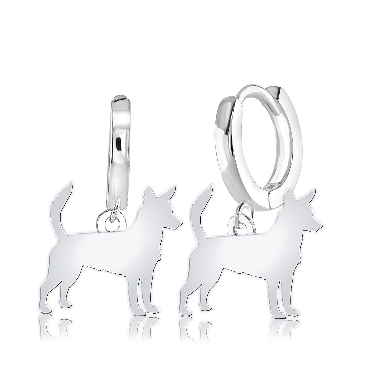 Portuguese Podengo Silhouette Silver Earrings - MYLEE London