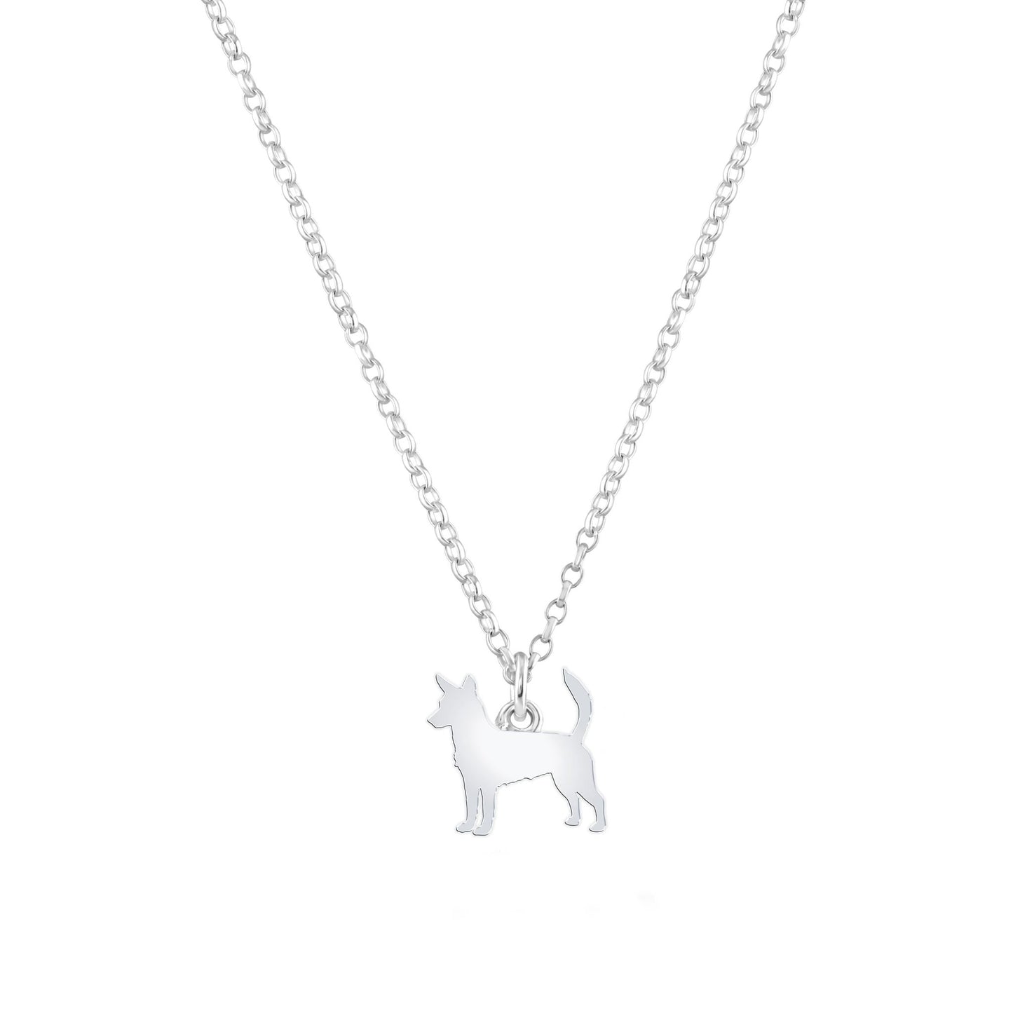 Portuguese Podengo Silhouette Silver Necklace - Personalised - MYLEE London
