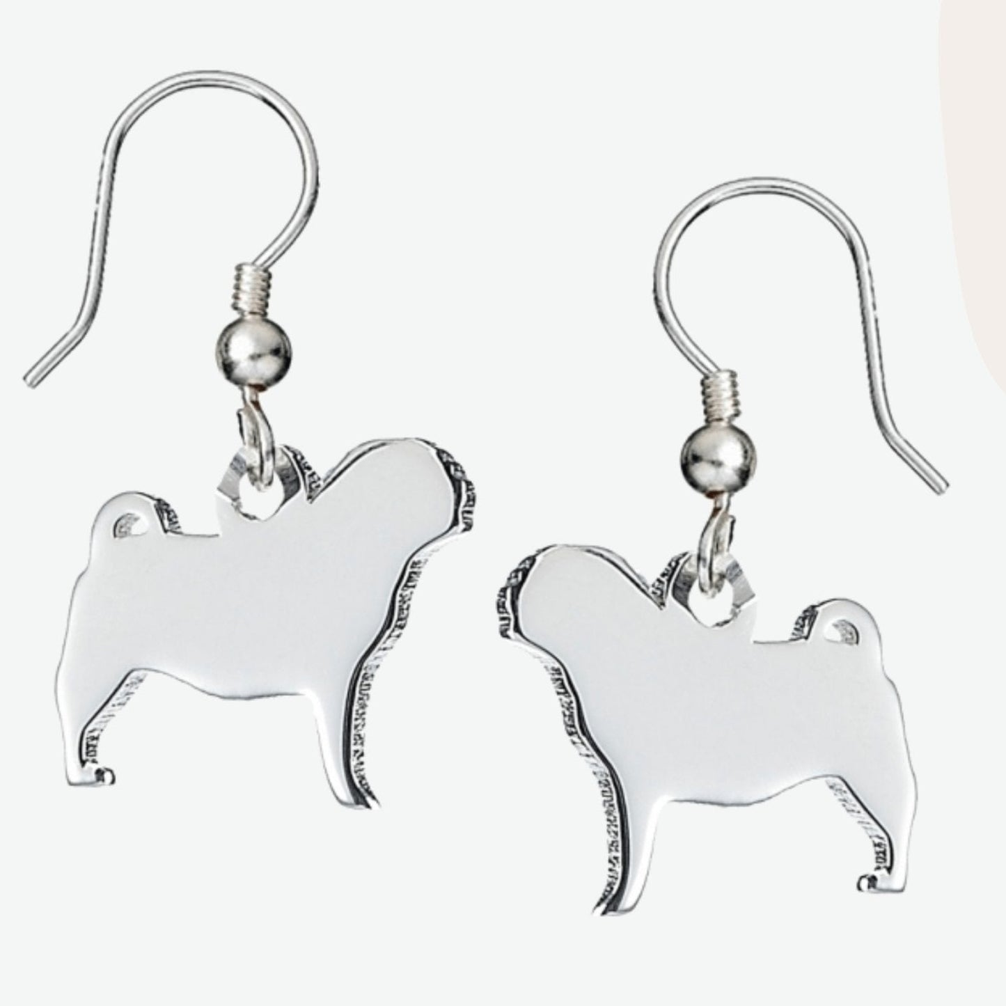 Pug Silhouette Silver Earrings - MYLEE London