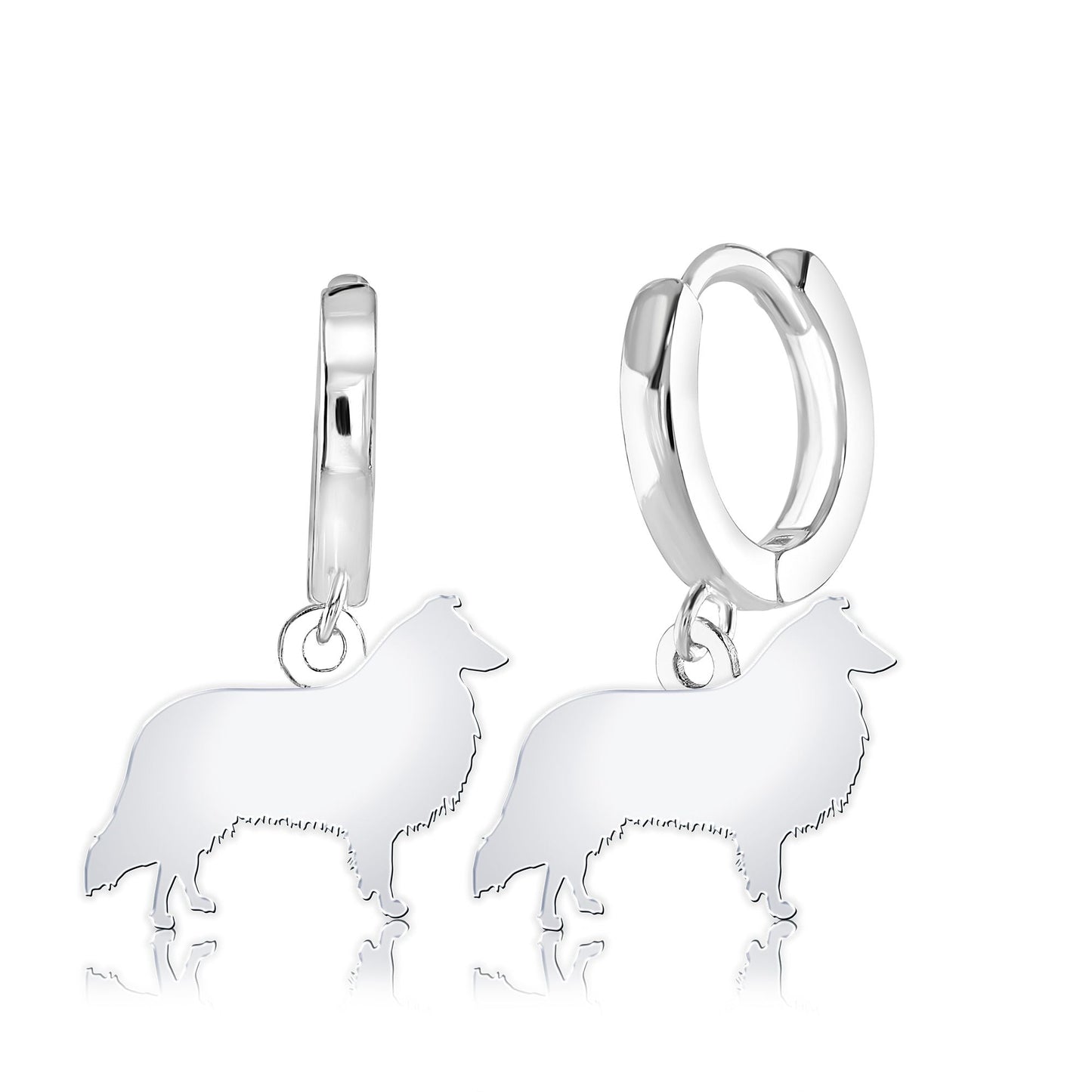 Rough Collie Silhouette Silver Earrings - MYLEE London