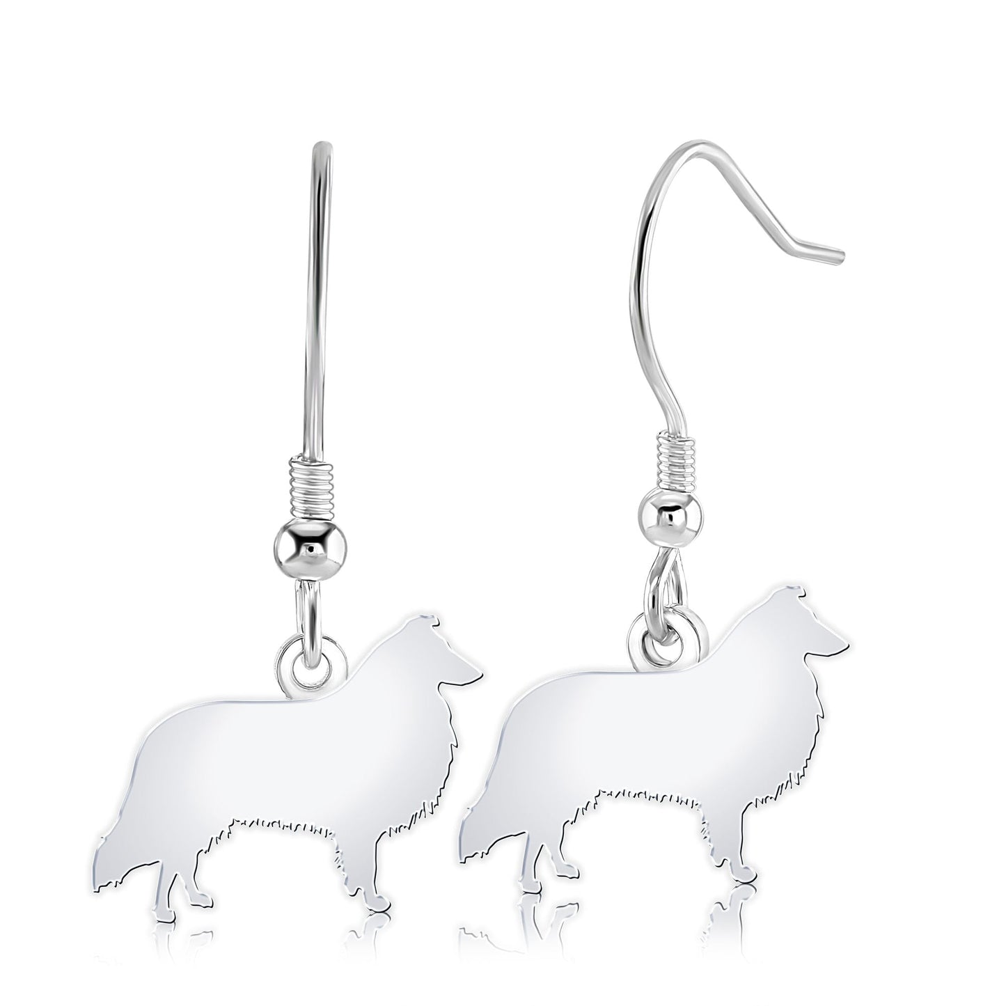 Rough Collie Silhouette Silver Earrings - MYLEE London