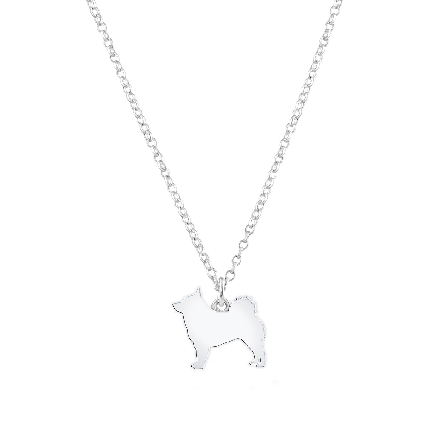 Schipperke Silhouette Silver Necklace - Personalised - MYLEE London