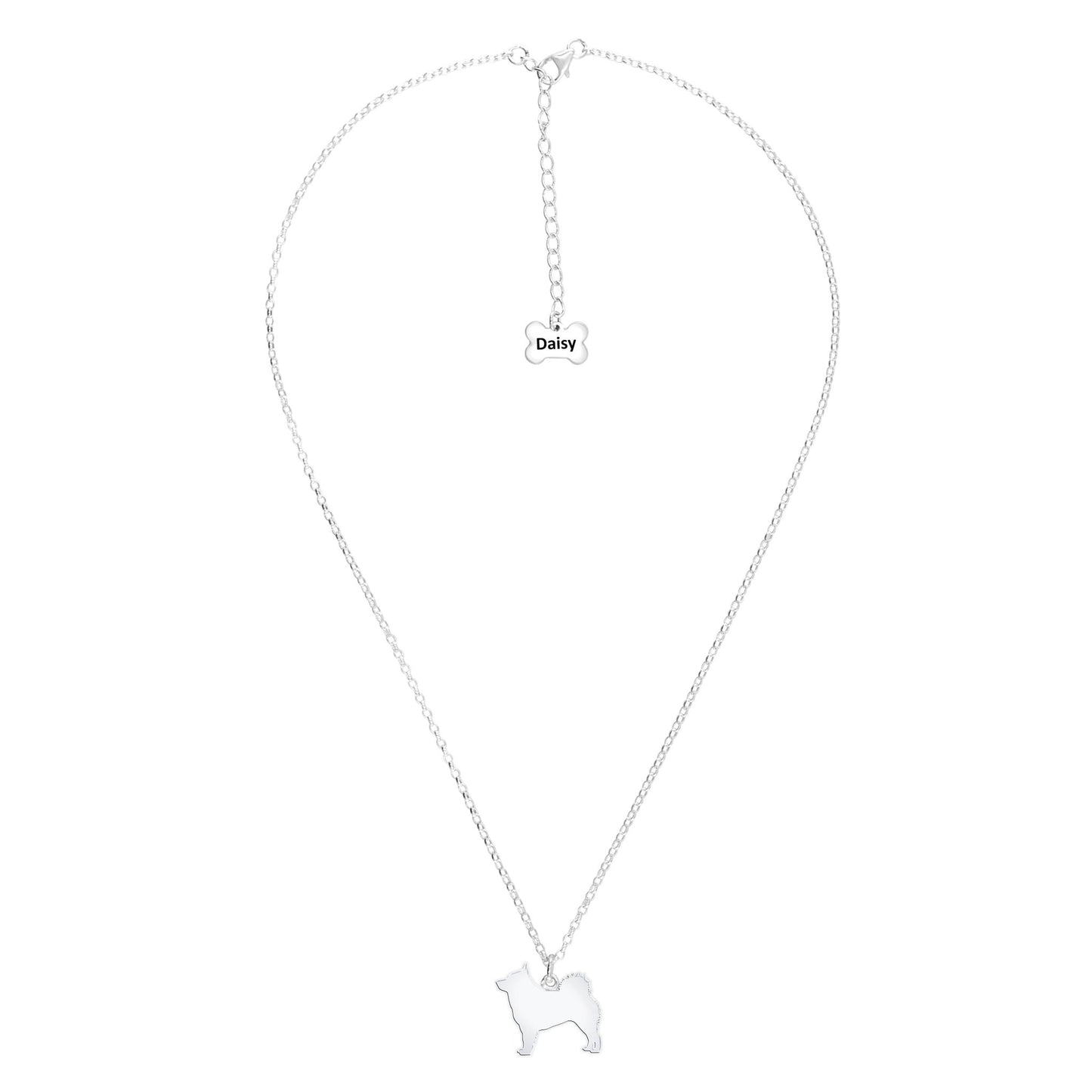 Schipperke Silhouette Silver Necklace - Personalised - MYLEE London