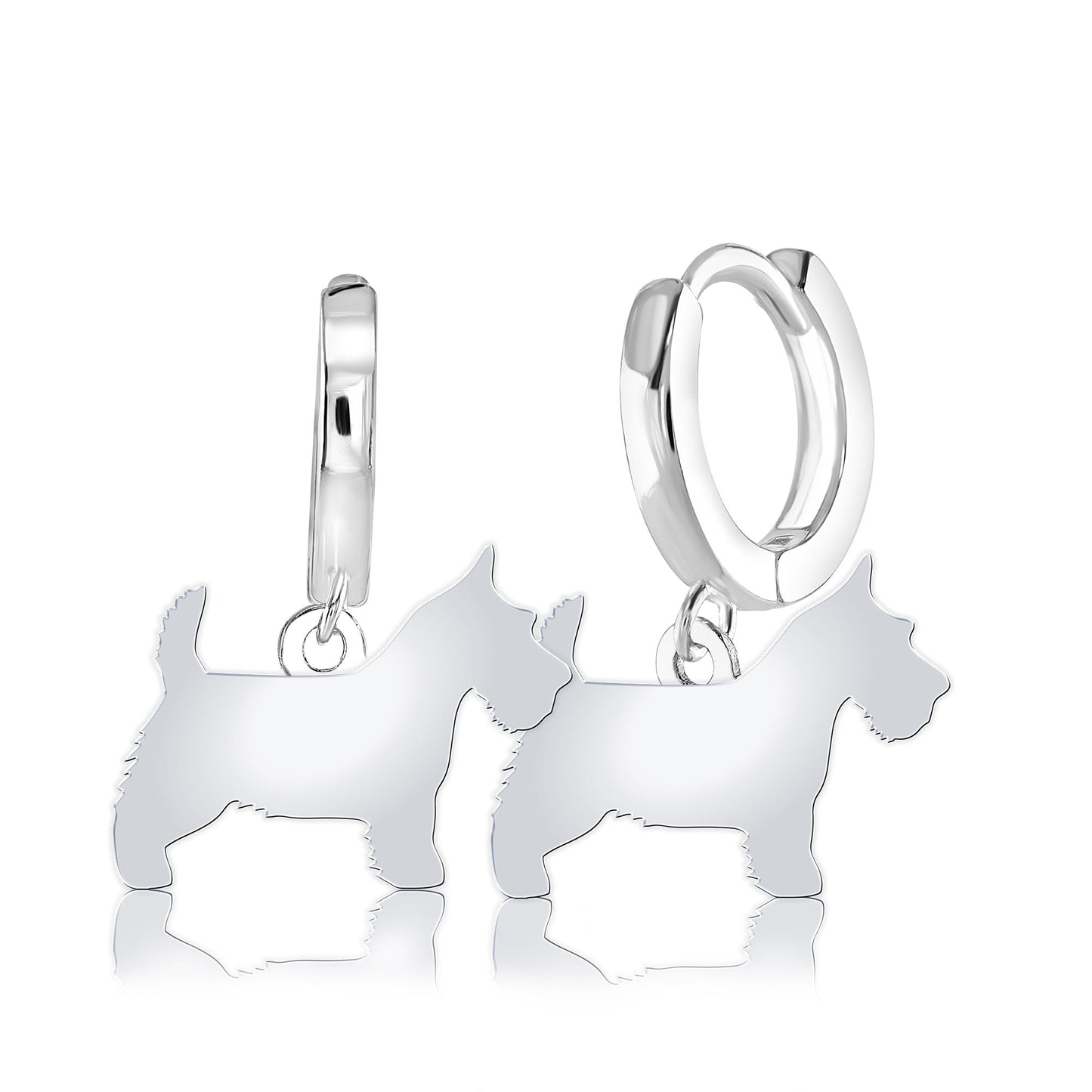 Scottish Terrier Silhouette Silver Earrings - MYLEE London