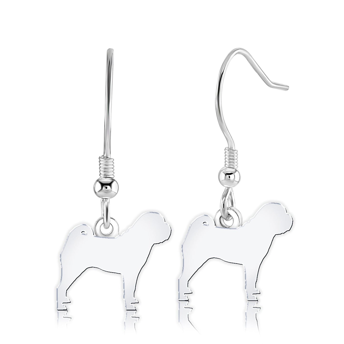 Shar Pei Silhouette Silver Earrings - MYLEE London