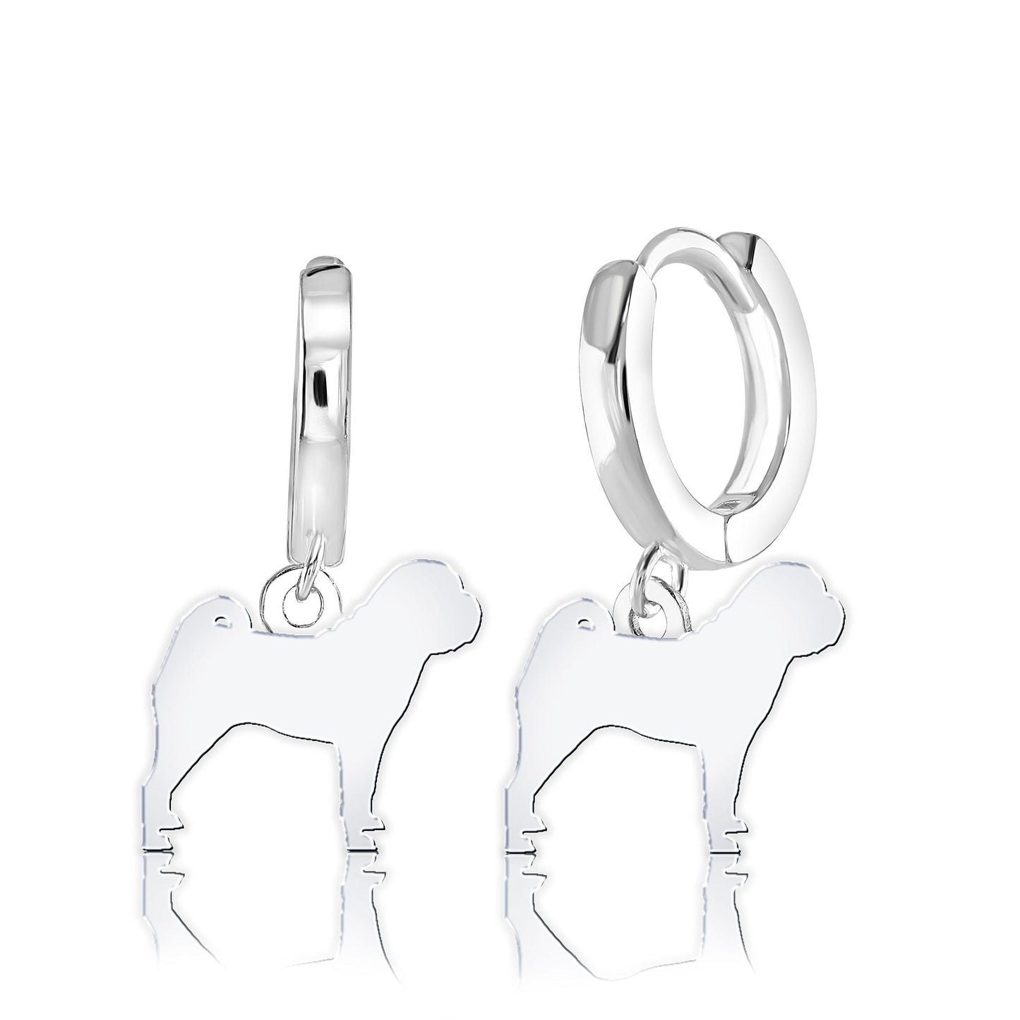 Shar Pei Silhouette Silver Earrings - MYLEE London