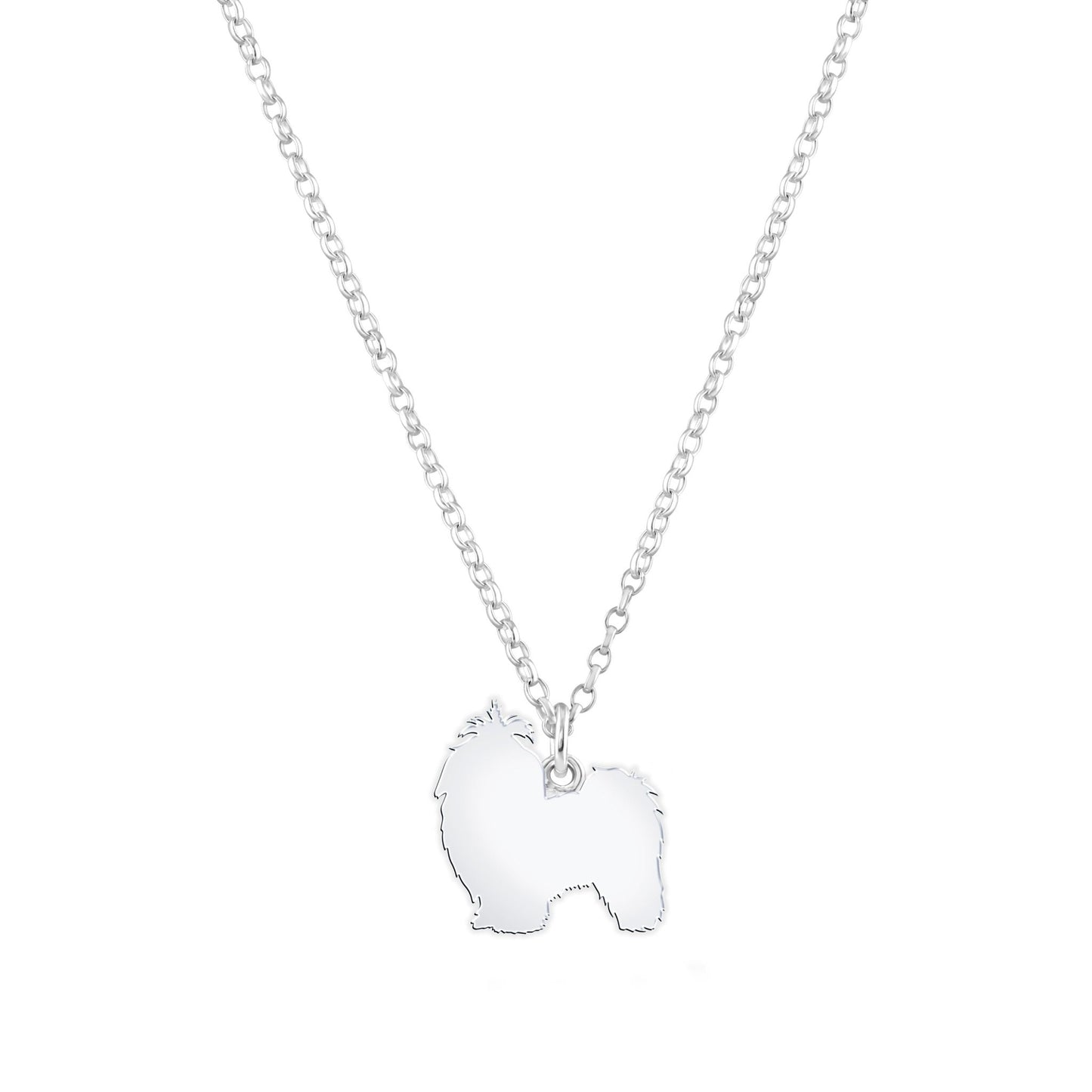 Shih Tzu Silhouette Silver Necklace - Personalised - MYLEE London