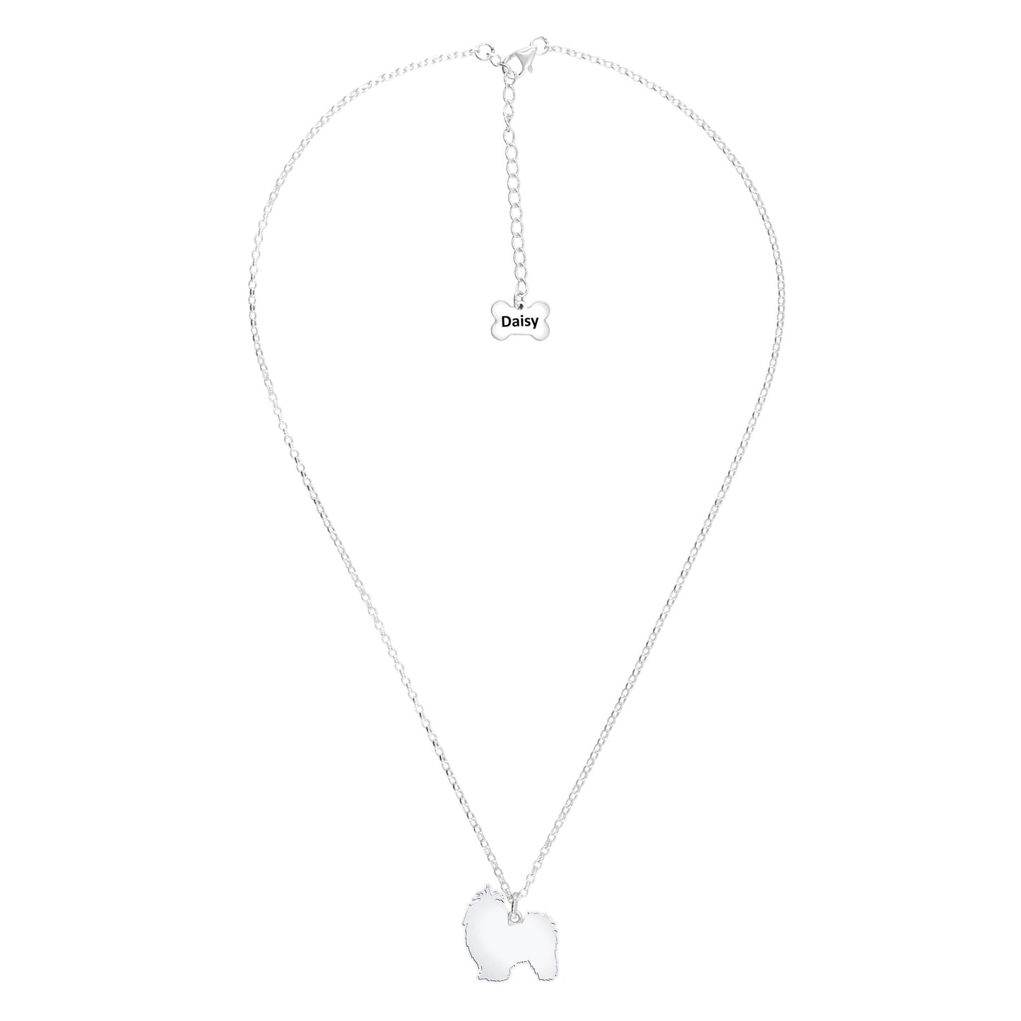 Shih Tzu Silhouette Silver Necklace - Personalised - MYLEE London