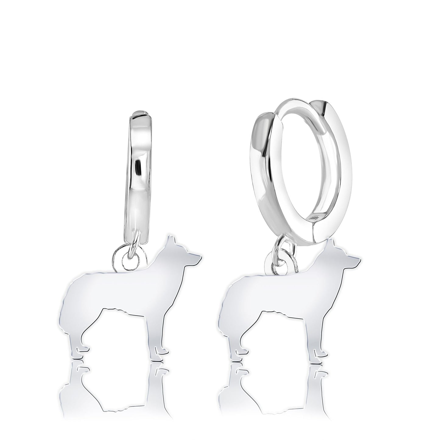 Siberian Husky Silhouette Silver Earrings - MYLEE London