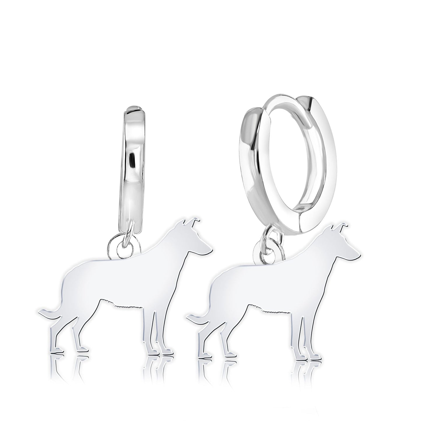 Smooth Collie Silhouette Silver Earrings - MYLEE London
