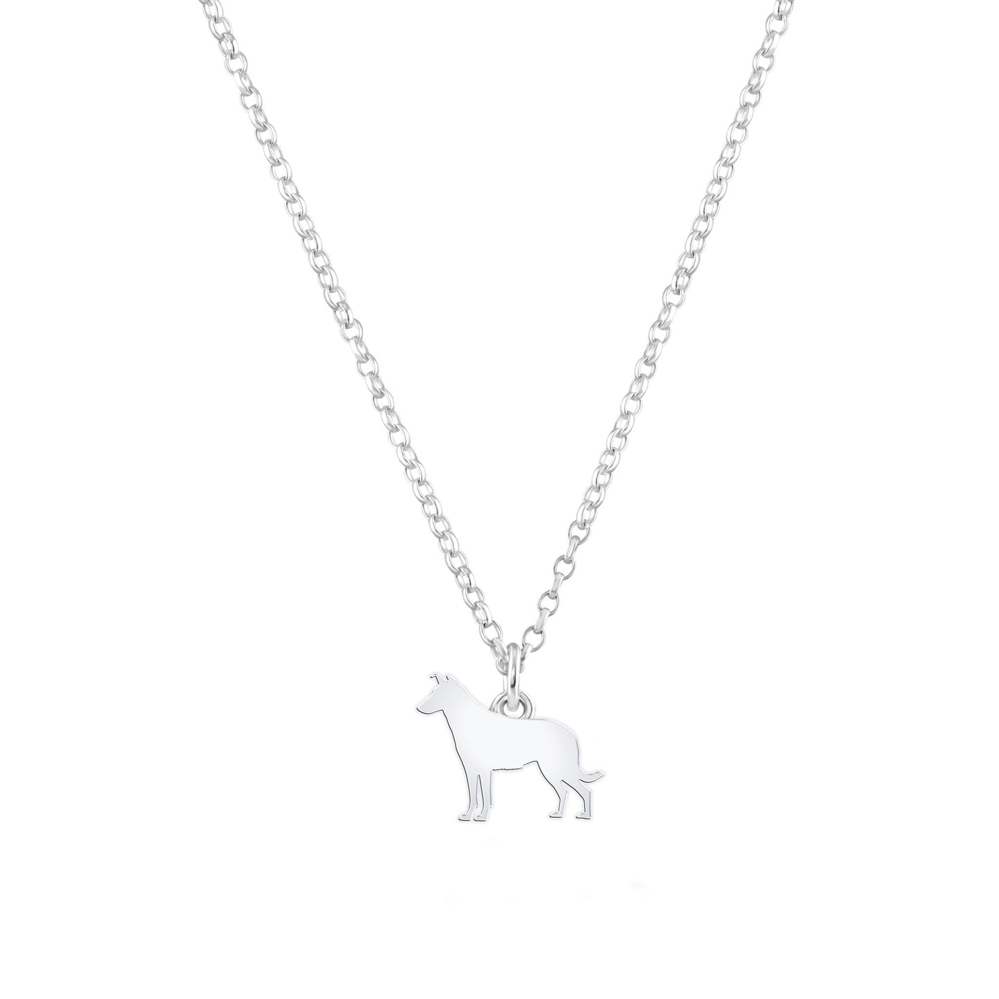 Smooth Collie Silhouette Silver Necklace - Personalised - MYLEE London