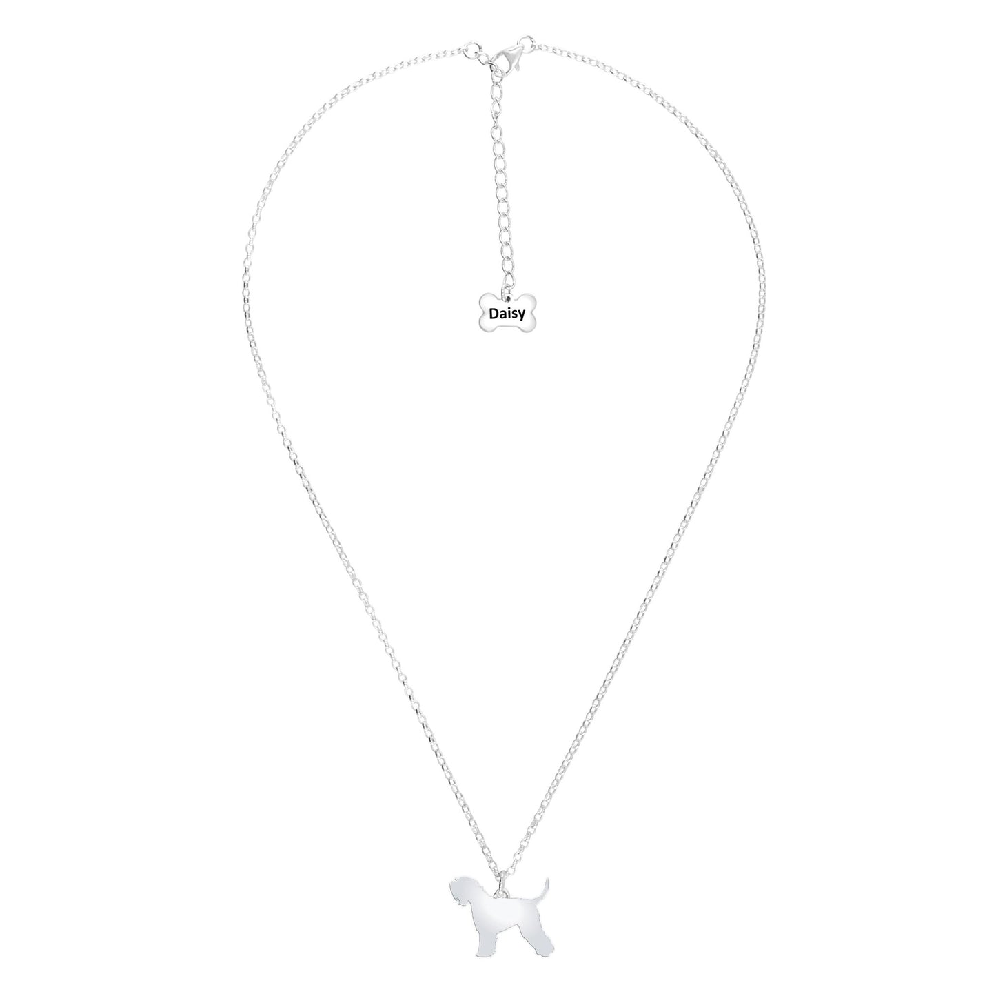 Soft Coated Wheaten Terrier Silhouette Silver Necklace - Personalised - MYLEE London