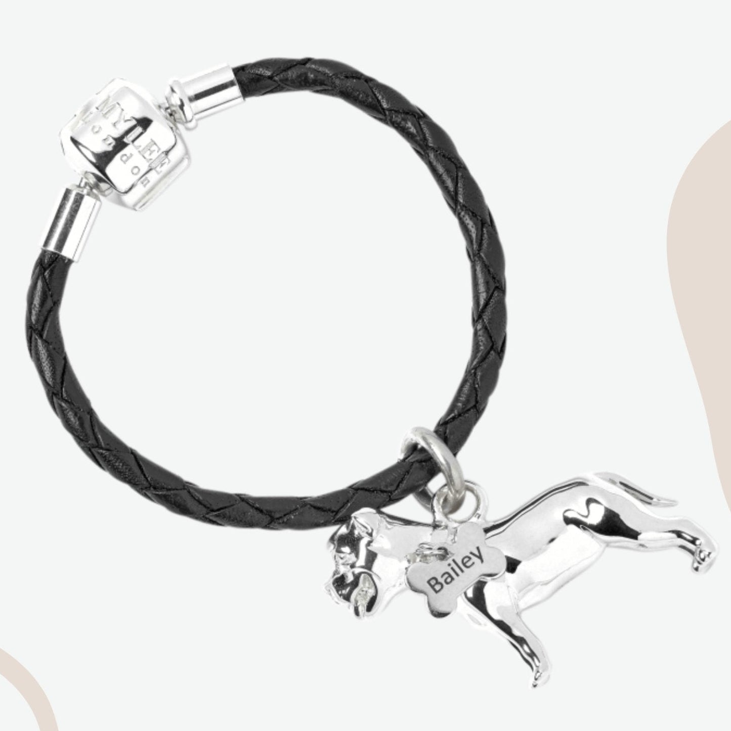 Staffordshire Bull Terrier Silver Keyring - Personalised - MYLEE London