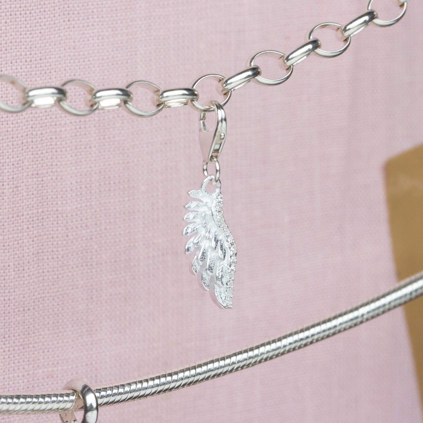 Sterling Silver Crystal Angel Wing Charm - MYLEE London