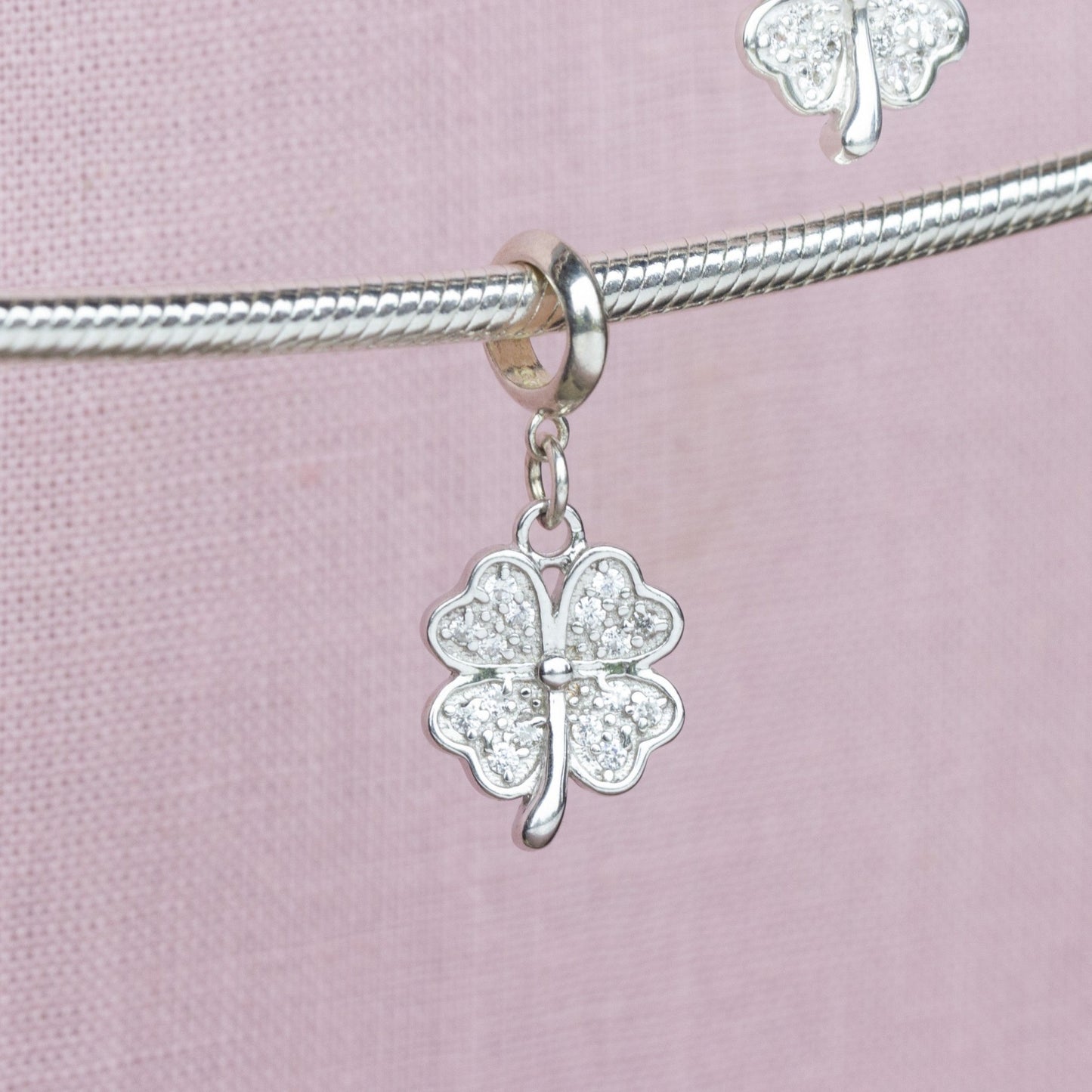Sterling Silver Crystal Clover Charm - MYLEE London