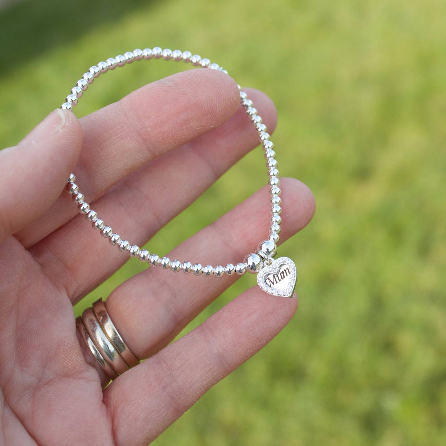 Sterling Silver Crystal Double Heart Charm - MYLEE London