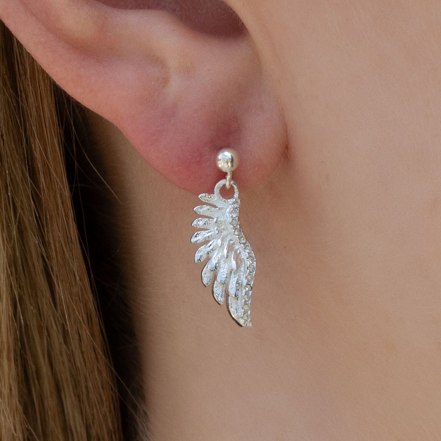 Sterling Silver Crystal Wing Earrings - MYLEE London