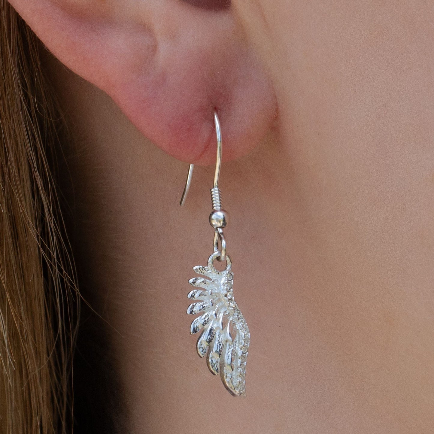 Sterling Silver Crystal Wing Earrings - MYLEE London