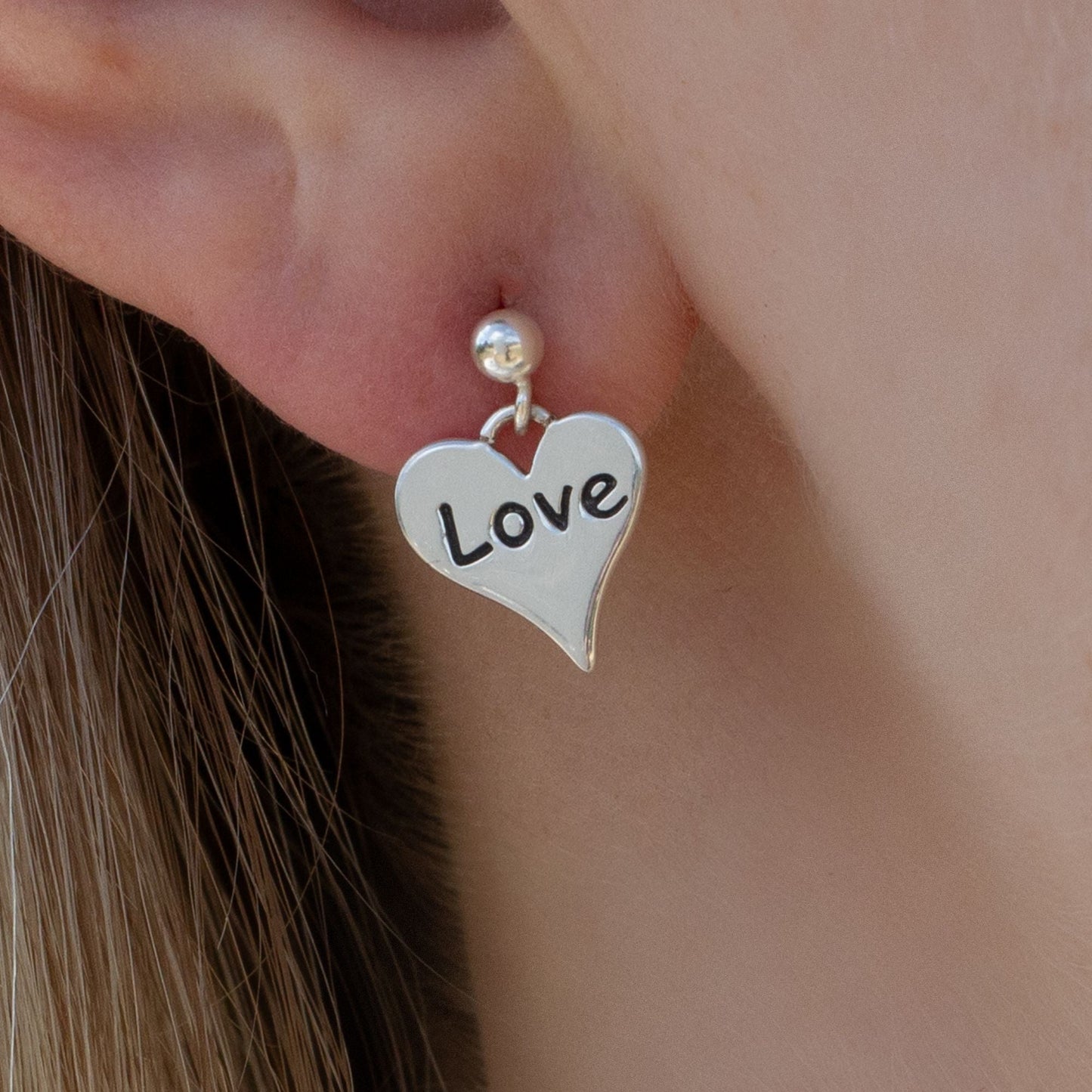Sterling Silver Love Heart Earrings - MYLEE London
