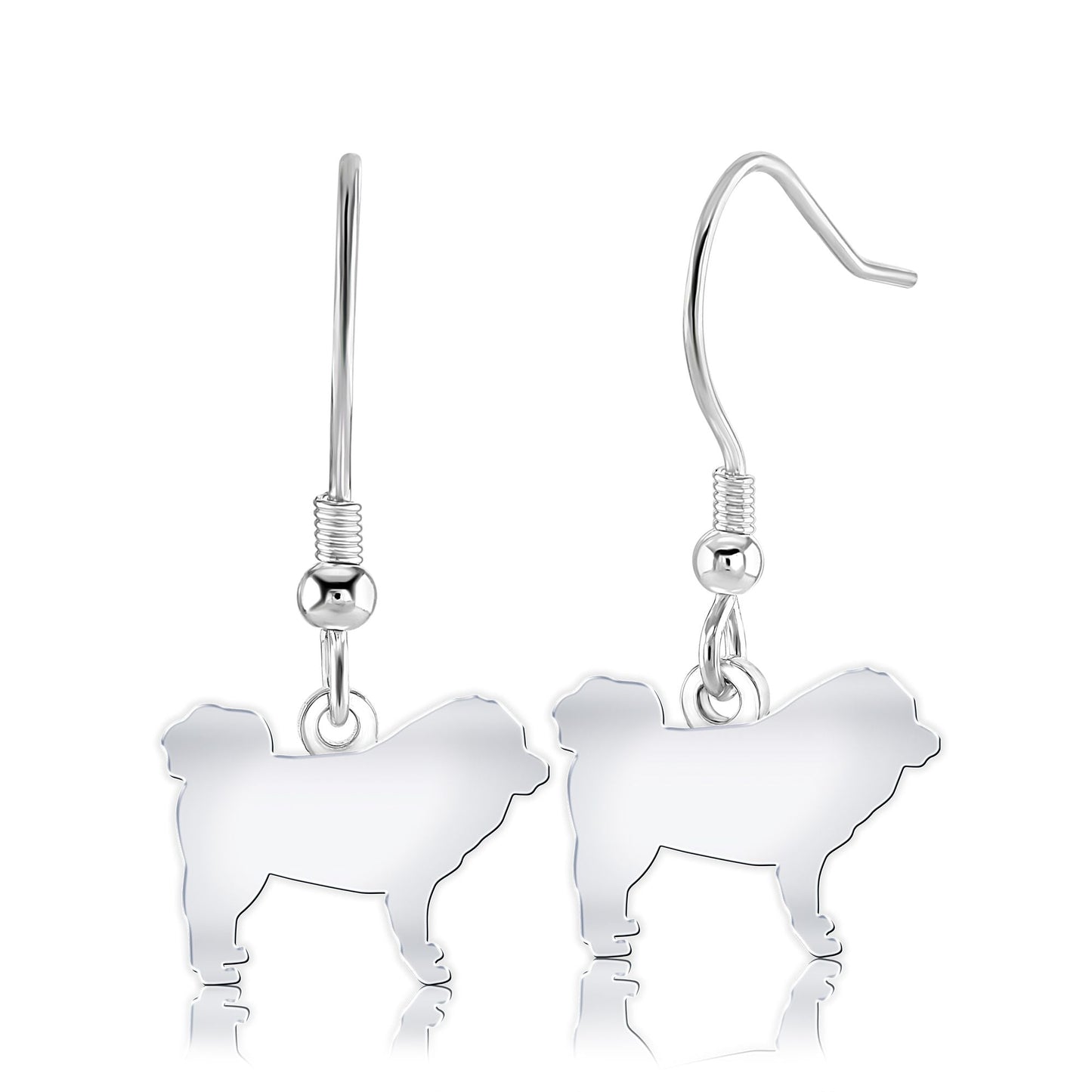 Tibetan Mastiff Silhouette Silver Earrings - MYLEE London