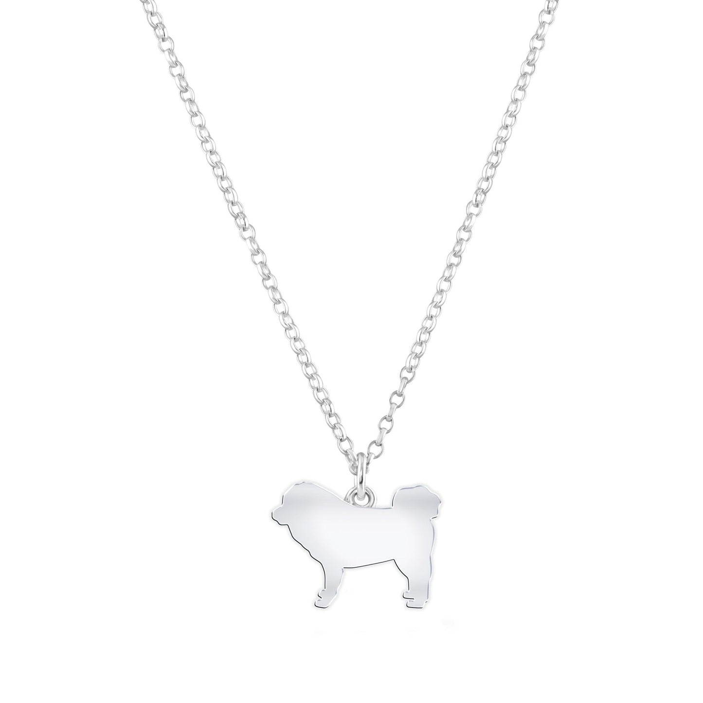 Tibetan Mastiff Silhouette Silver Necklace - Personalised - MYLEE London