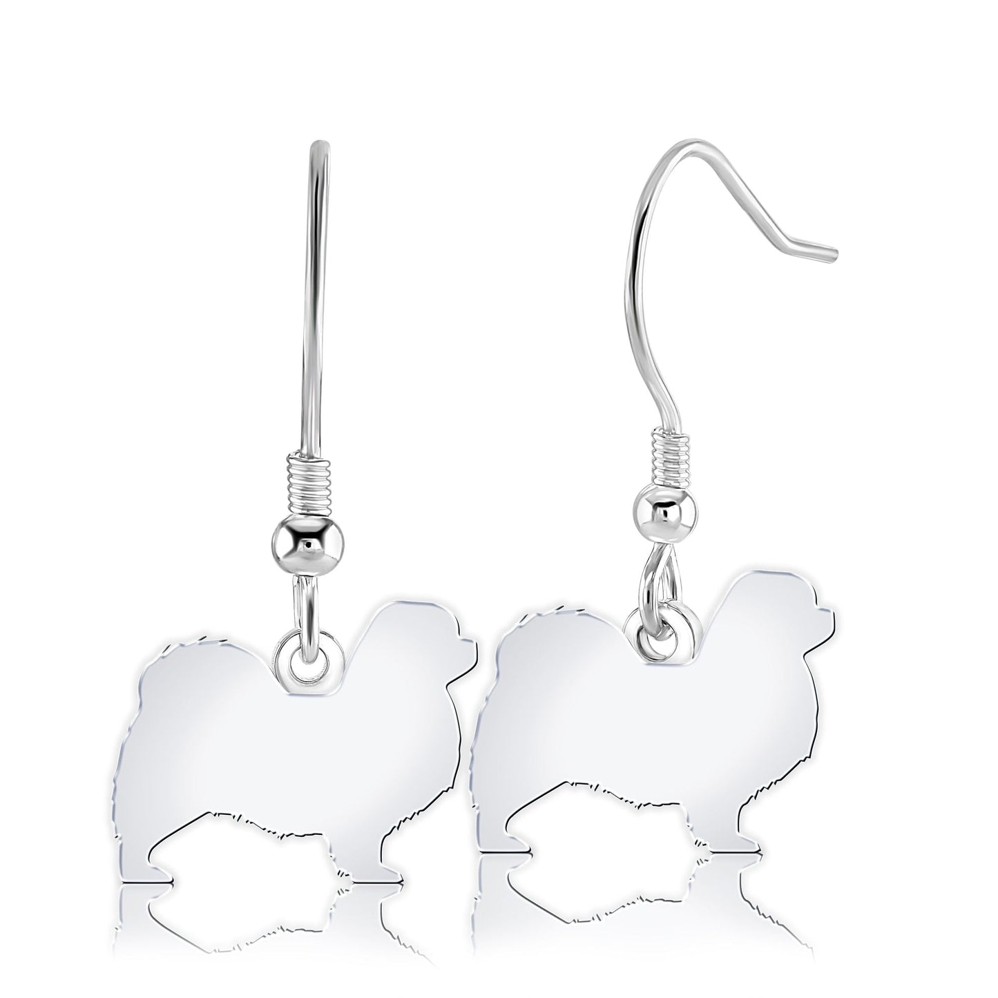 Tibetan Spaniel Silhouette Silver Earrings - MYLEE London