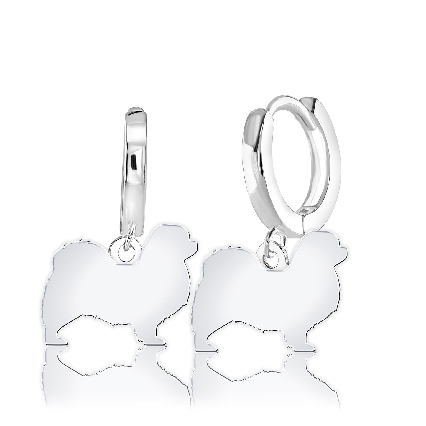 Tibetan Spaniel Silhouette Silver Earrings - MYLEE London
