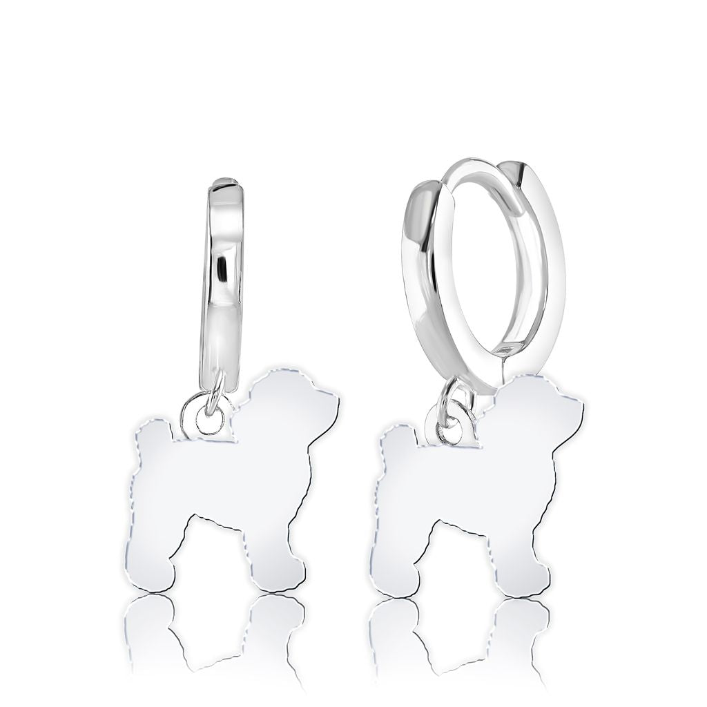 Toy Poodle Silhouette Silver Earrings - MYLEE London