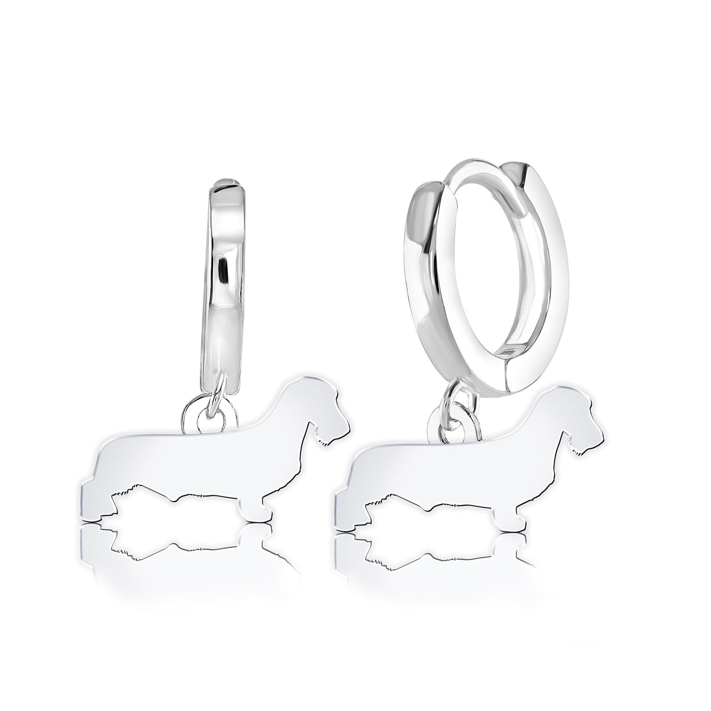 Wirehaired Dachshund Silhouette Silver Earrings - MYLEE London