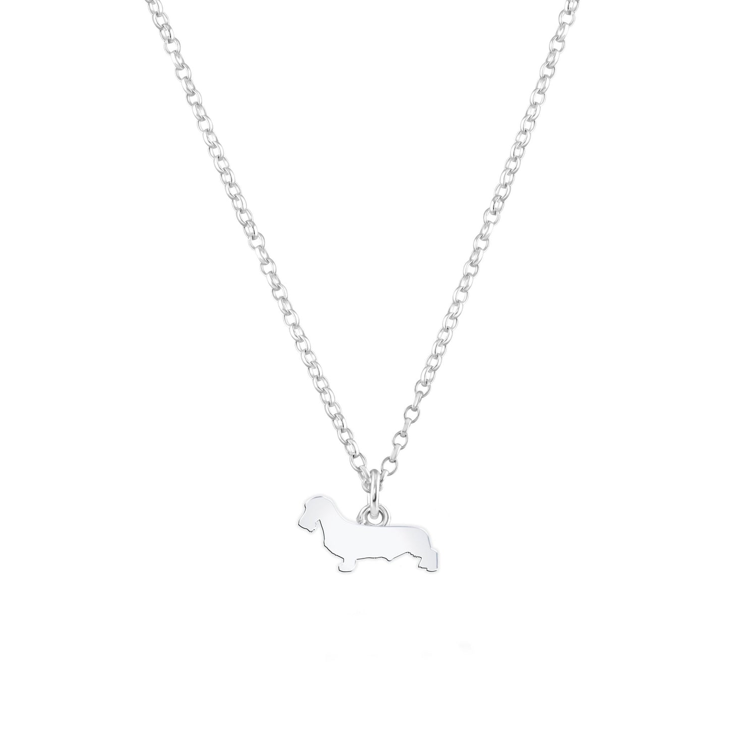 Wirehaired Dachshund Silhouette Silver Necklace - Personalised - MYLEE London