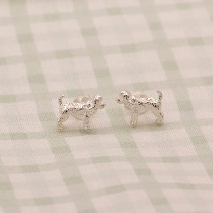 3D Cockapoo Silver Stud Earrings - MYLEE London