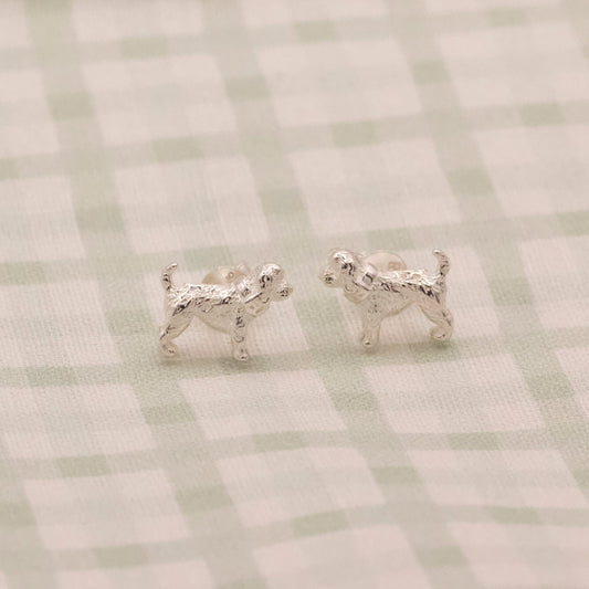 3D Cockapoo Silver Stud Earrings - MYLEE London