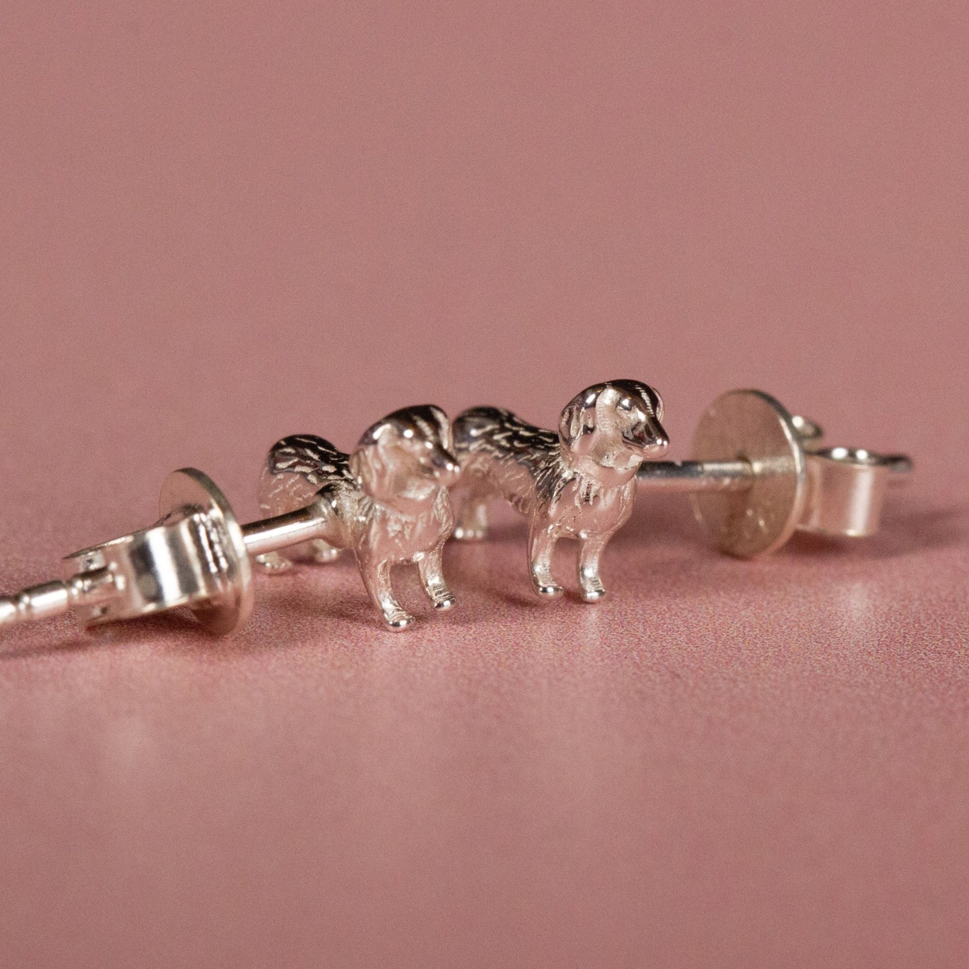 3D Dachshund Silver Stud Earrings - MYLEE London