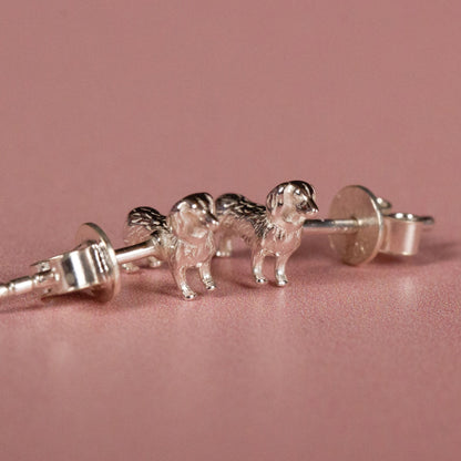 3D Dachshund Silver Stud Earrings - MYLEE London