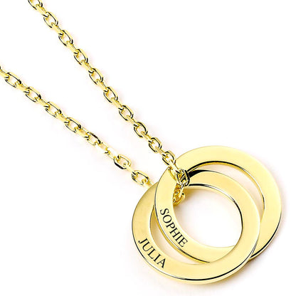 Sterling Silver Personalised Ring Necklace - MYLEE London - 2 Ring Gold