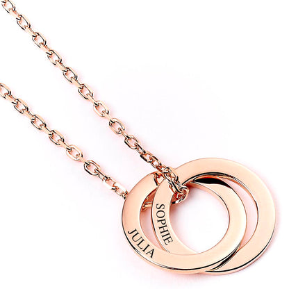 Sterling Silver Personalised Ring Necklace - MYLEE London - 2 Ring Rose Gold
