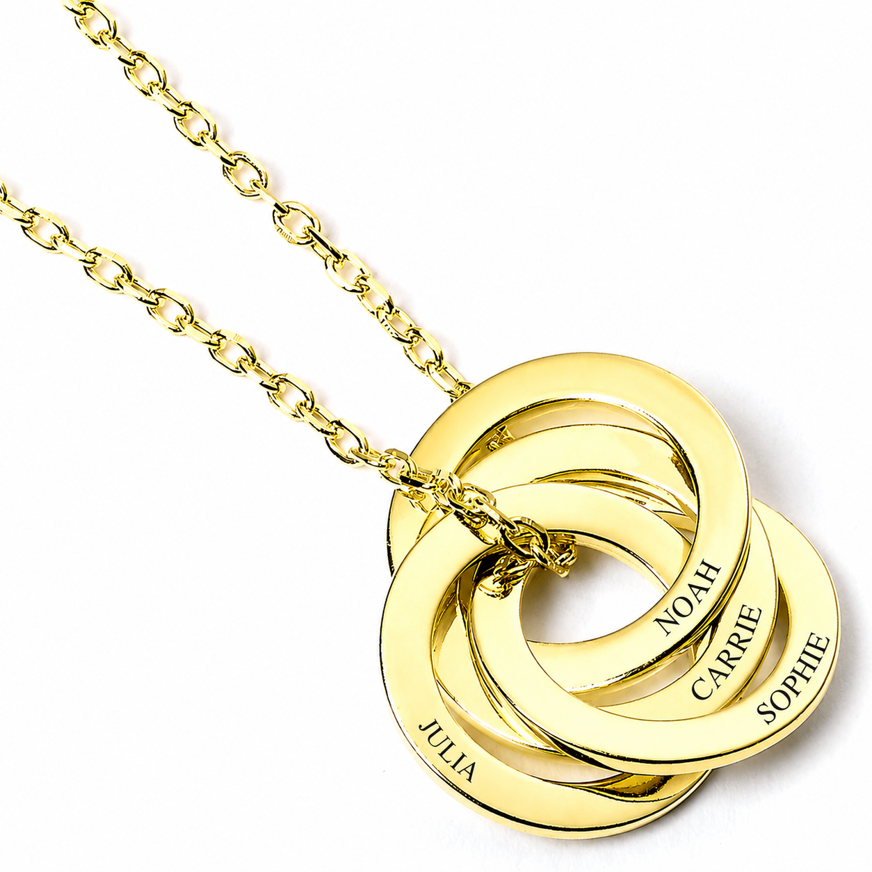 Sterling Silver Personalised Ring Necklace - MYLEE London - 4 Ring Gold