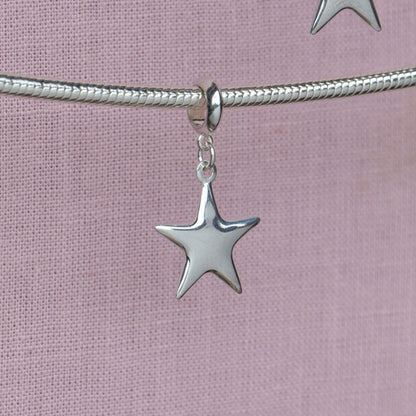 Puffy Star Pendant Charm - Sterling Silver
