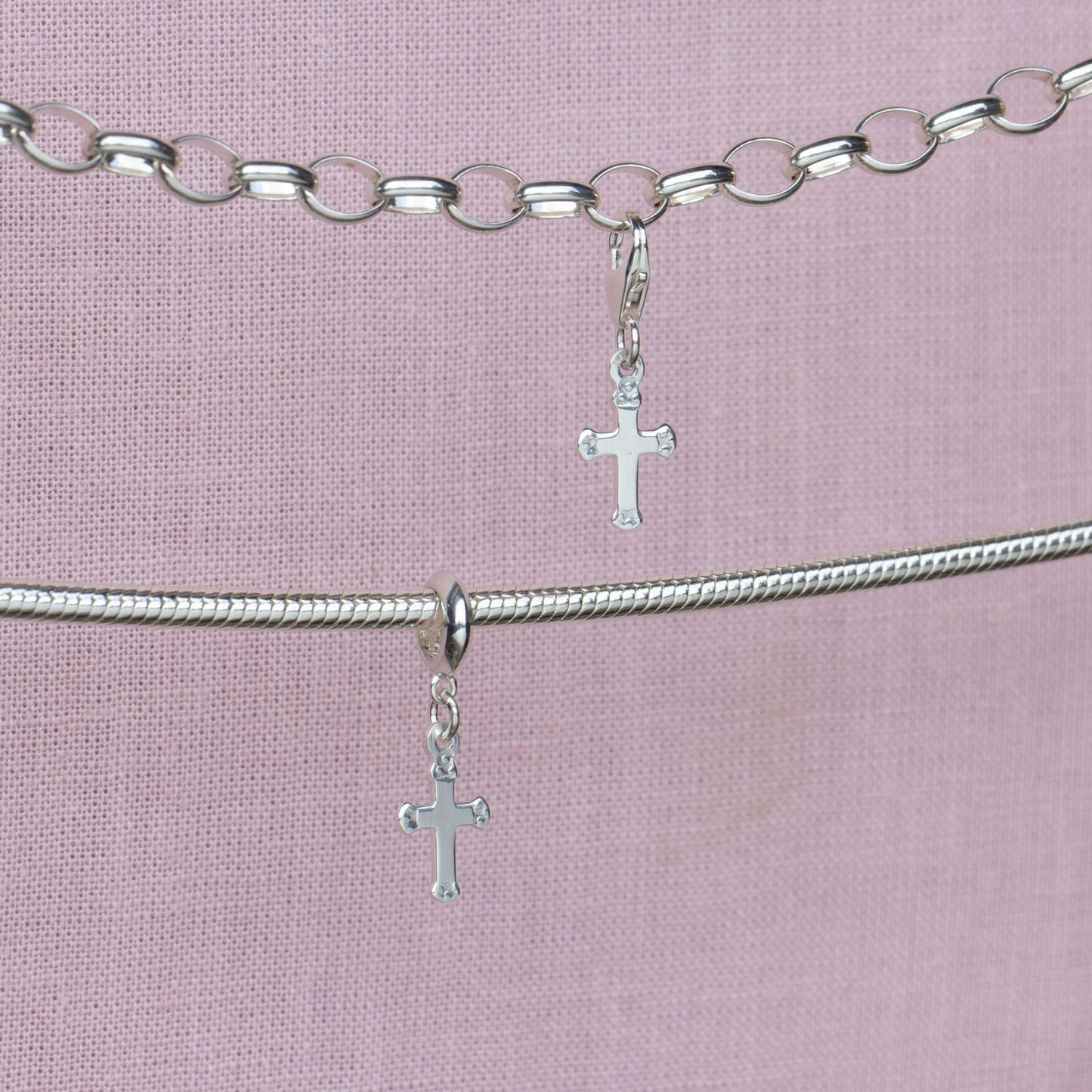 Cross Pendant Charm - Sterling Silver