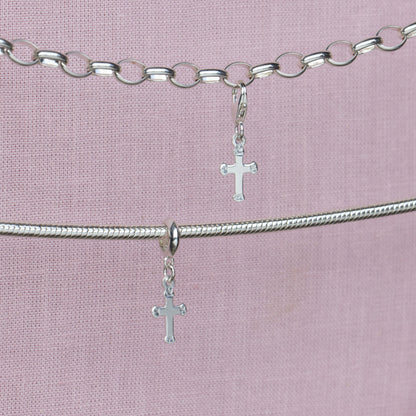 Cross Pendant Charm - Sterling Silver