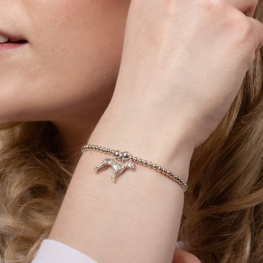 Bedlington Terrier Silver Ball Bead Bracelet - Personalised